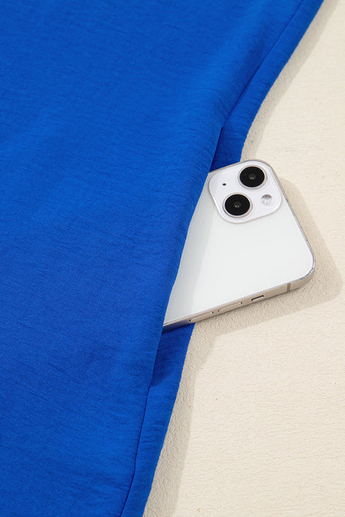 Textured Frill Trim V Neck Three Quarter Balloon Sleeve Shift Mini Dress