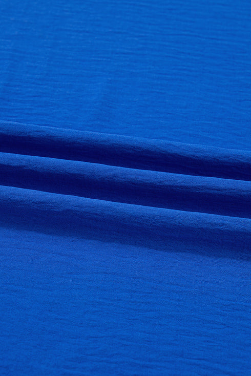 Textured Frill Trim V Neck Three Quarter Balloon Sleeve Shift Mini Dress