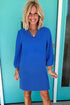 Textured Frilled V Neck Bracelet Sleeve Shift Mini Dress
