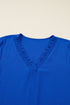 Textured Frilled V Neck Bracelet Sleeve Shift Mini Dress
