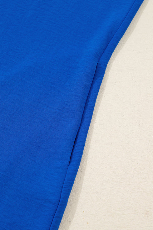 Textured Frilled V Neck Bracelet Sleeve Shift Mini Dress