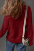 Textured Front Seam Drop Shoulder High Crewneck Sweater