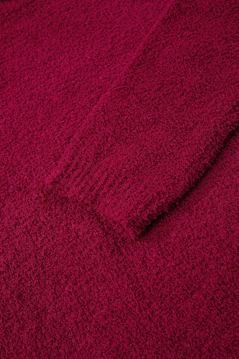 Textured Fuzzy Knit Mock Neck Pullover Sweater