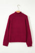 Textured Fuzzy Knit Mock Neck Pullover Sweater