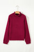 Textured Fuzzy Knit Mock Neck Pullover Sweater