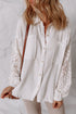 Textured Gauze Button Down With Crochet Sleeve Shirt
