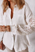Textured Gauze Button Down With Crochet Sleeve Shirt