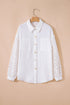 Textured Gauze Button Down With Crochet Sleeve Shirt