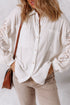 Textured Gauze Button Down With Crochet Sleeve Shirt