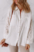 Textured Gauze Button Down With Crochet Sleeve Shirt