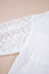 Textured Gauze Button Down With Crochet Sleeve Shirt