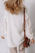 Textured Gauze Button Down With Crochet Sleeve Shirt