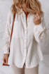 Textured Gauze Button Down With Crochet Sleeve Shirt