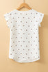 Textured Geometric Dot Split Neck Blouse