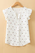 Textured Geometric Dot Split Neck Blouse