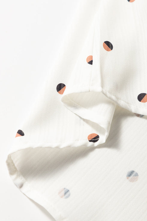 Textured Geometric Dot Split Neck Blouse
