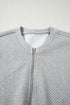 Textured Geometric Half Zip Long Sleeve Pullover Sweatshirt