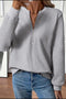 Textured Geometric Half Zip Long Sleeve Pullover Sweatshirt