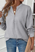 Textured Geometric Half Zip Long Sleeve Pullover Sweatshirt