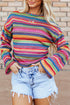 Textured Geometric Jacquard Crew Neck Long Sleeve Top