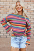 Textured Geometric Jacquard Crew Neck Long Sleeve Top