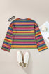 Textured Geometric Jacquard Crew Neck Long Sleeve Top