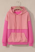 Textured Geometric Knit Blocked Panel Hoodie
