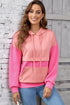 Textured Geometric Knit Blocked Panel Hoodie