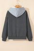 Textured Geometric Knit Blocked Panel Hoodie