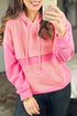 Textured Geometric Knit Blocked Panel Hoodie