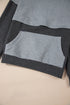 Textured Geometric Knit Blocked Panel Hoodie