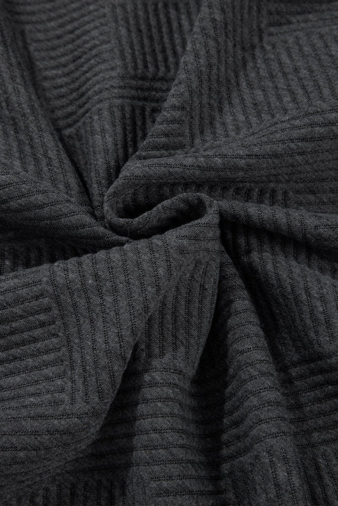 Textured Geometric Knit Blocked Panel Hoodie