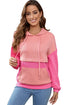 Textured Geometric Knit Blocked Panel Hoodie