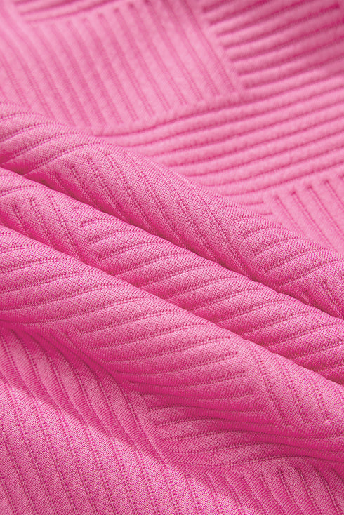 Textured Geometric Knit Blocked Panel Hoodie