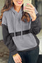 Textured Geometric Knit Blocked Panel Hoodie
