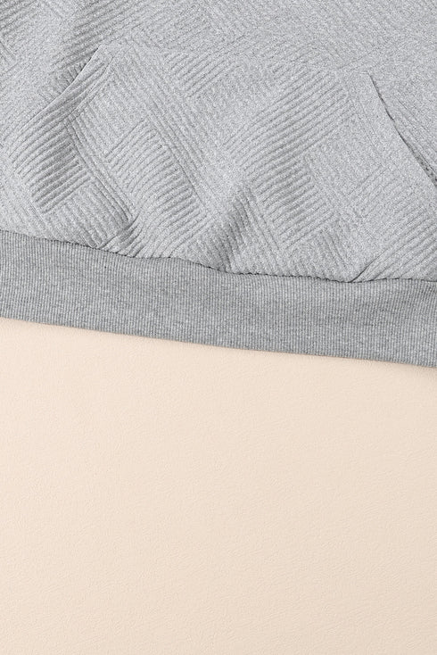Textured Geometric Knit Button Neck Long Sleeve Pullover
