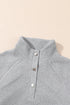 Textured Geometric Knit Button Neck Long Sleeve Pullover