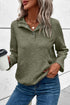 Textured Geometric Knit Button Neck Long Sleeve Pullover