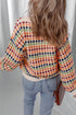 Textured Geometric Knit Crew Neck Pullover Sweater