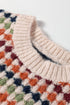 Textured Geometric Knit Crew Neck Pullover Sweater
