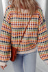 Textured Geometric Knit Crew Neck Pullover Sweater