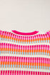 Textured Geometric Knit Flutter Sleeve V Neck Top