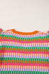 Textured Geometric Knit Flutter Sleeve V Neck Top