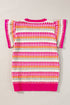 Textured Geometric Knit Flutter Sleeve V Neck Top