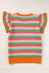 Textured Geometric Knit Flutter Sleeve V Neck Top