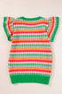 Textured Geometric Knit Flutter Sleeve V Neck Top