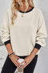 Textured Geometric Knit Raglan Sleeve Pullover Sweatshirt
