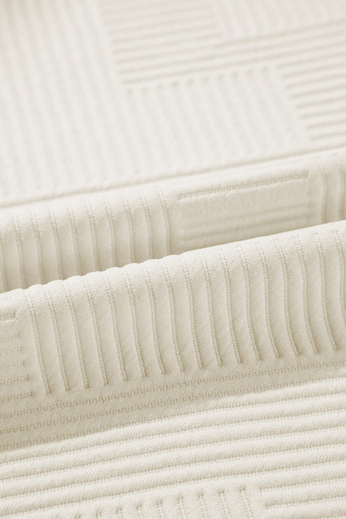 Textured Geometric Knit Raglan Sleeve Pullover Sweatshirt