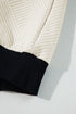 Textured Geometric Knit Raglan Sleeve Pullover Sweatshirt