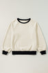 Textured Geometric Knit Raglan Sleeve Pullover Sweatshirt